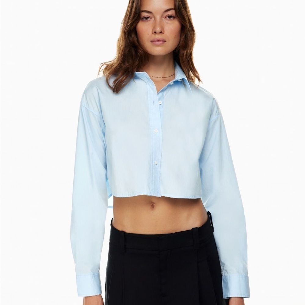 Sunday Best Blue Cropped Long Sleeve Shirt